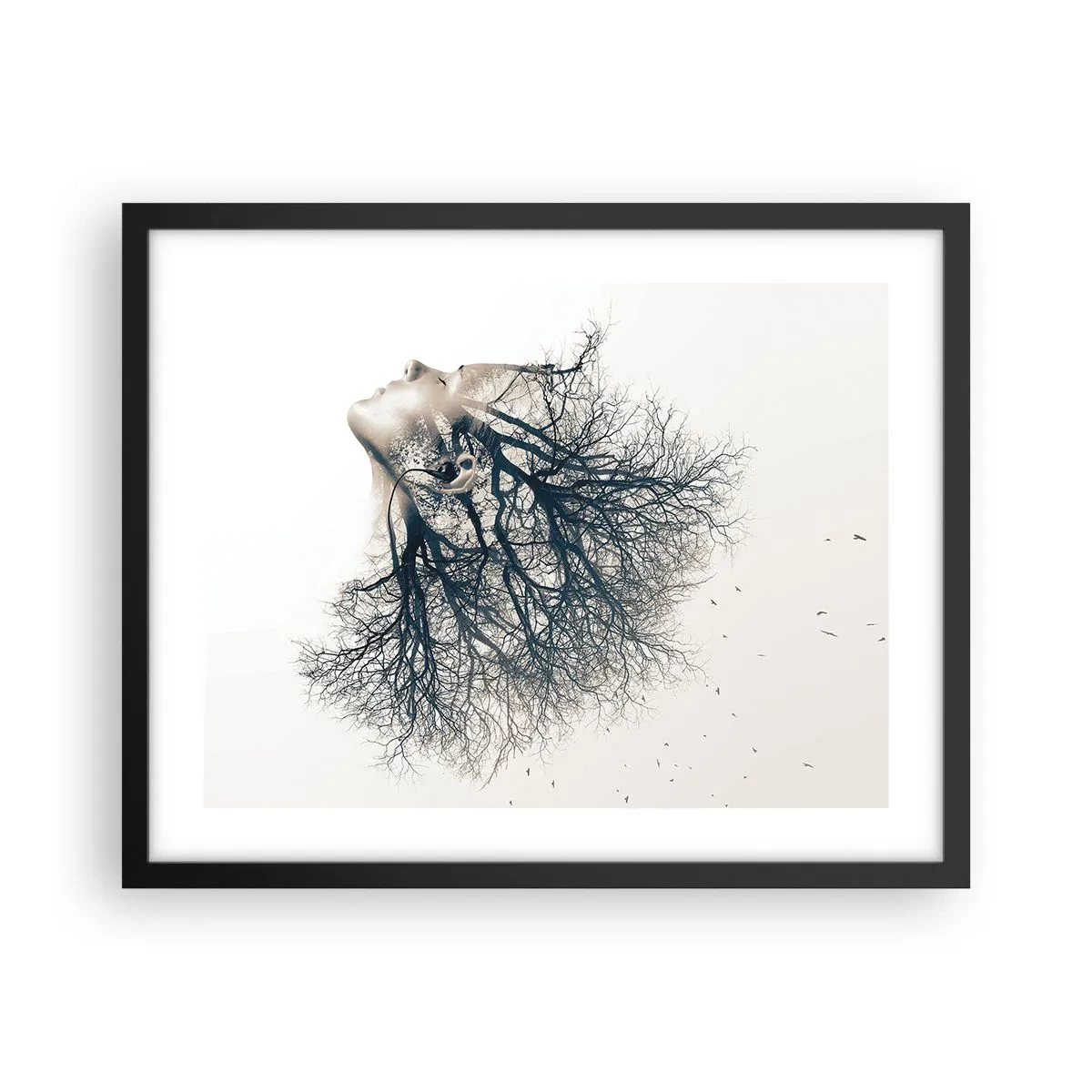 Poster in einem schwarzem Rahmen - Dem Rauschen der Bäume lauschen - 50x40 cm