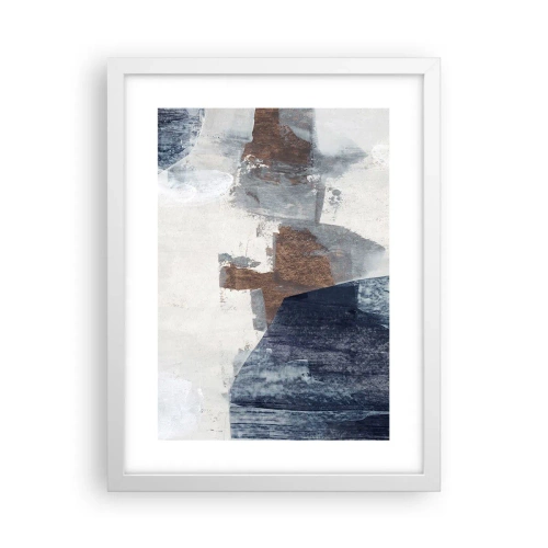 Poster in einem weißen Rahmen - Blaue und braune Formen - 30x40 cm