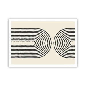 Poster - Abstraktes geometrisches Muster mit symmetrischen Linien auf hellem Hintergrund - 100x70cm - In einem Moment ... - Moderne Wanddekoration für Wohnzimmer und Schlafzimmer ARTTOR