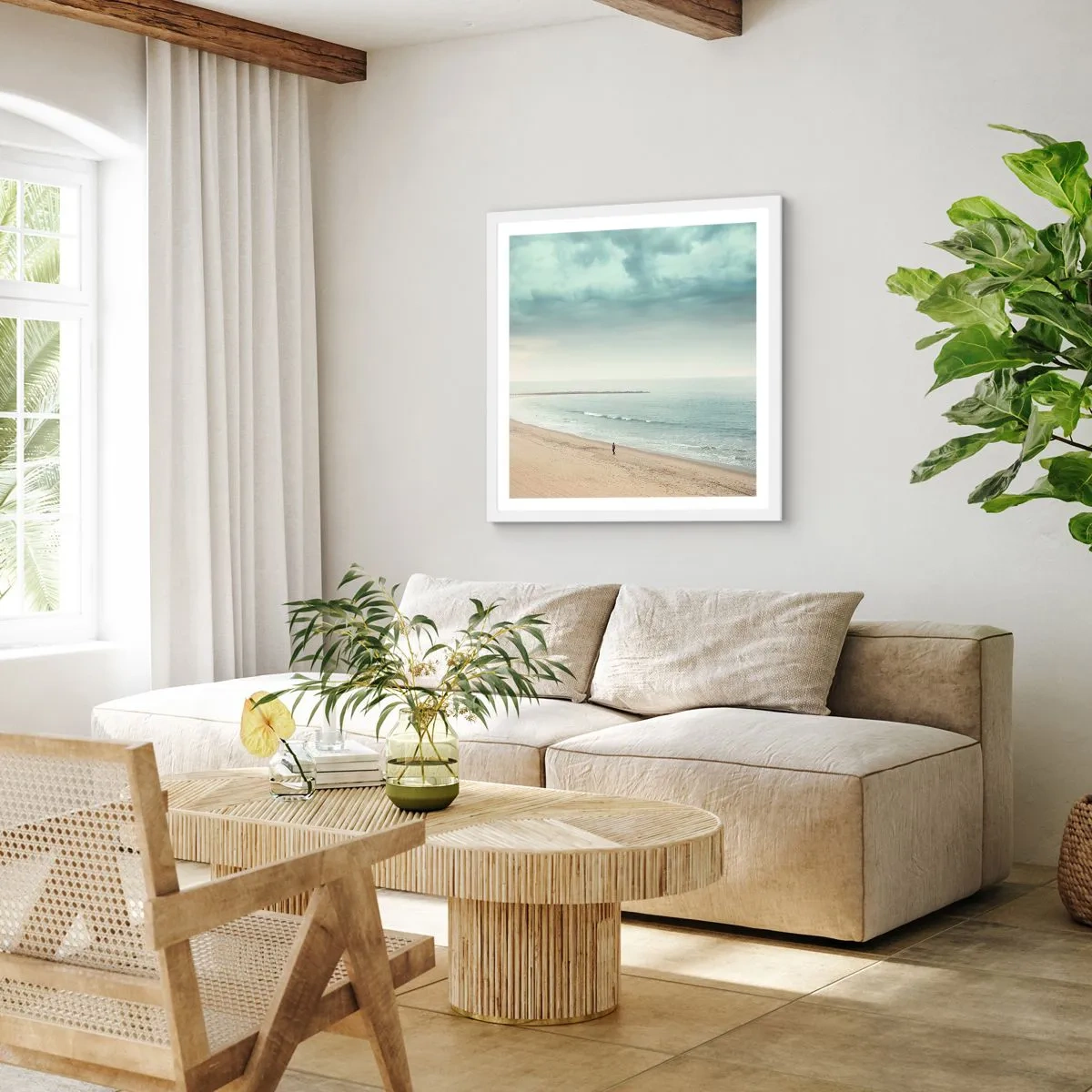 Poster in einem weißen Rahmen - Auf der Suche nach Frieden - 40x40 cm