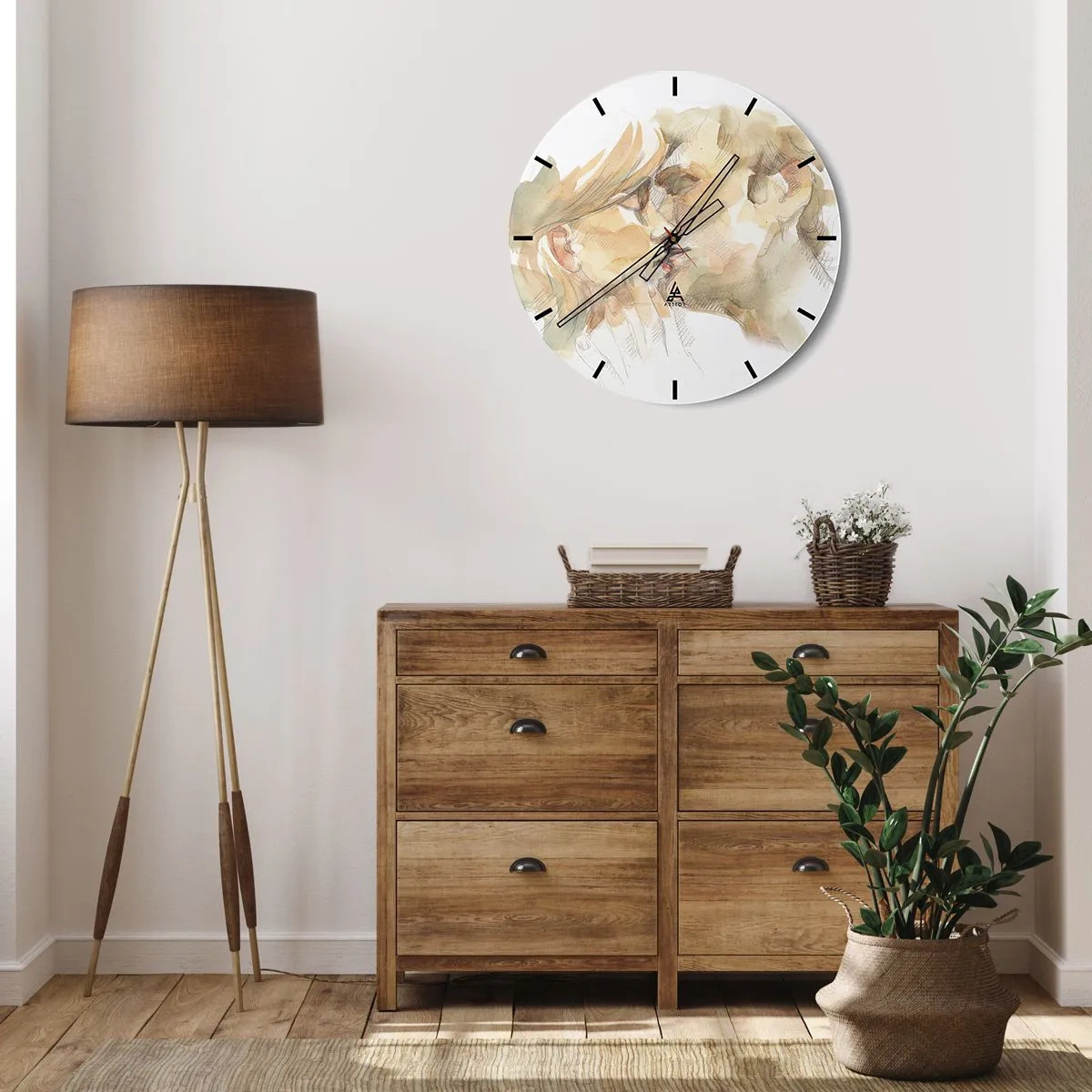 Wanduhr - Glasuhr - Hälfte gefunden? - 40x40 cm