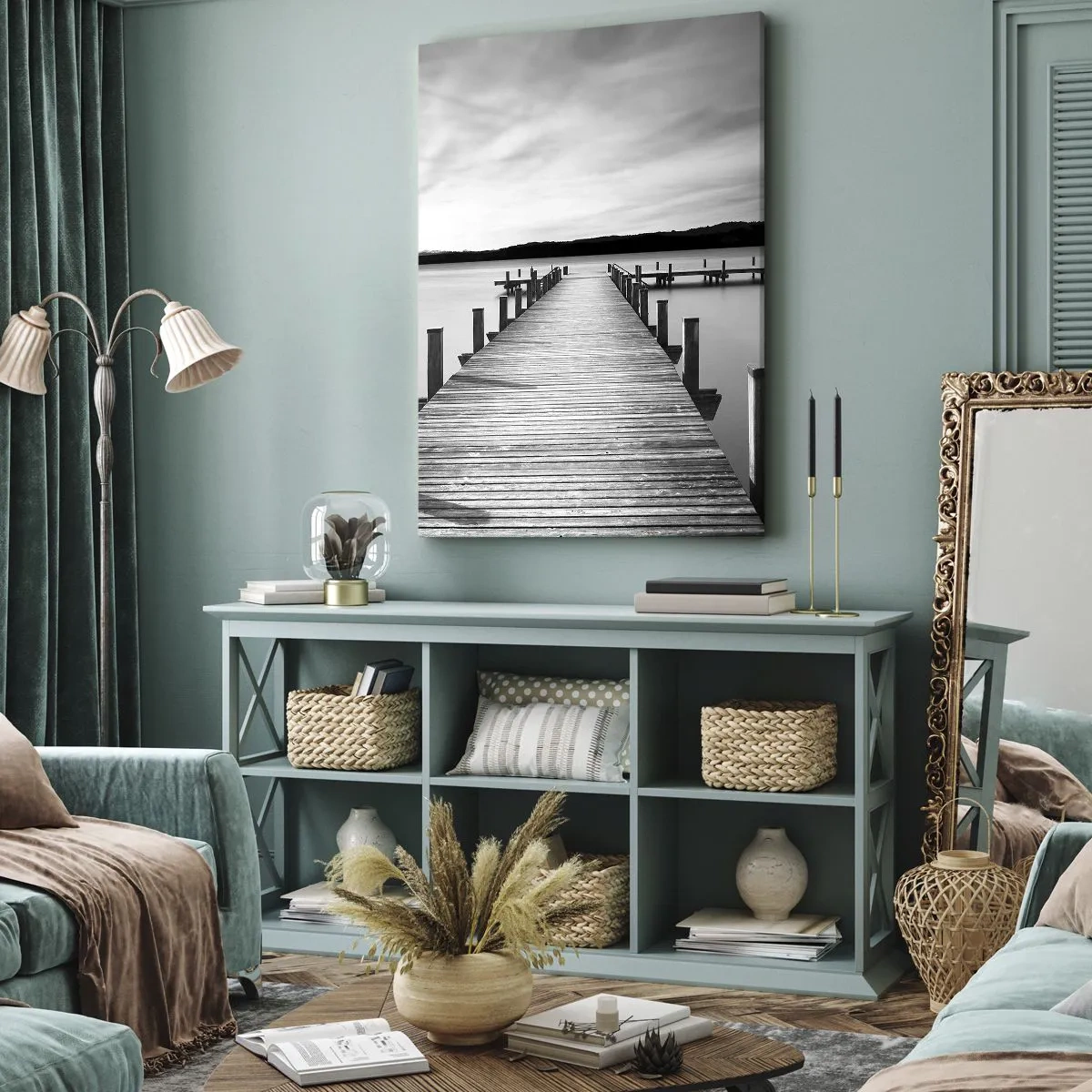 Bild auf Leinwand - Leinwandbild - An der Wasserstelle - Ruhe - 65x120 cm