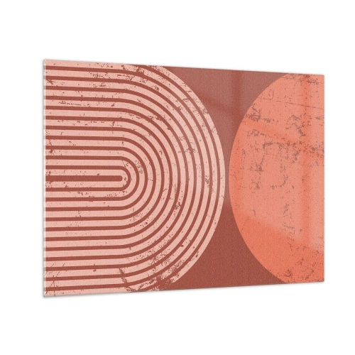 Glasbild - Bild auf glas - Geometrische rostfarbene Grafik mit einem Halbkreis und einem Kreis - 70x50cm - Enge Beziehung - Moderne Wanddekoration für Wohnzimmer und Schlafzimmer ARTTOR