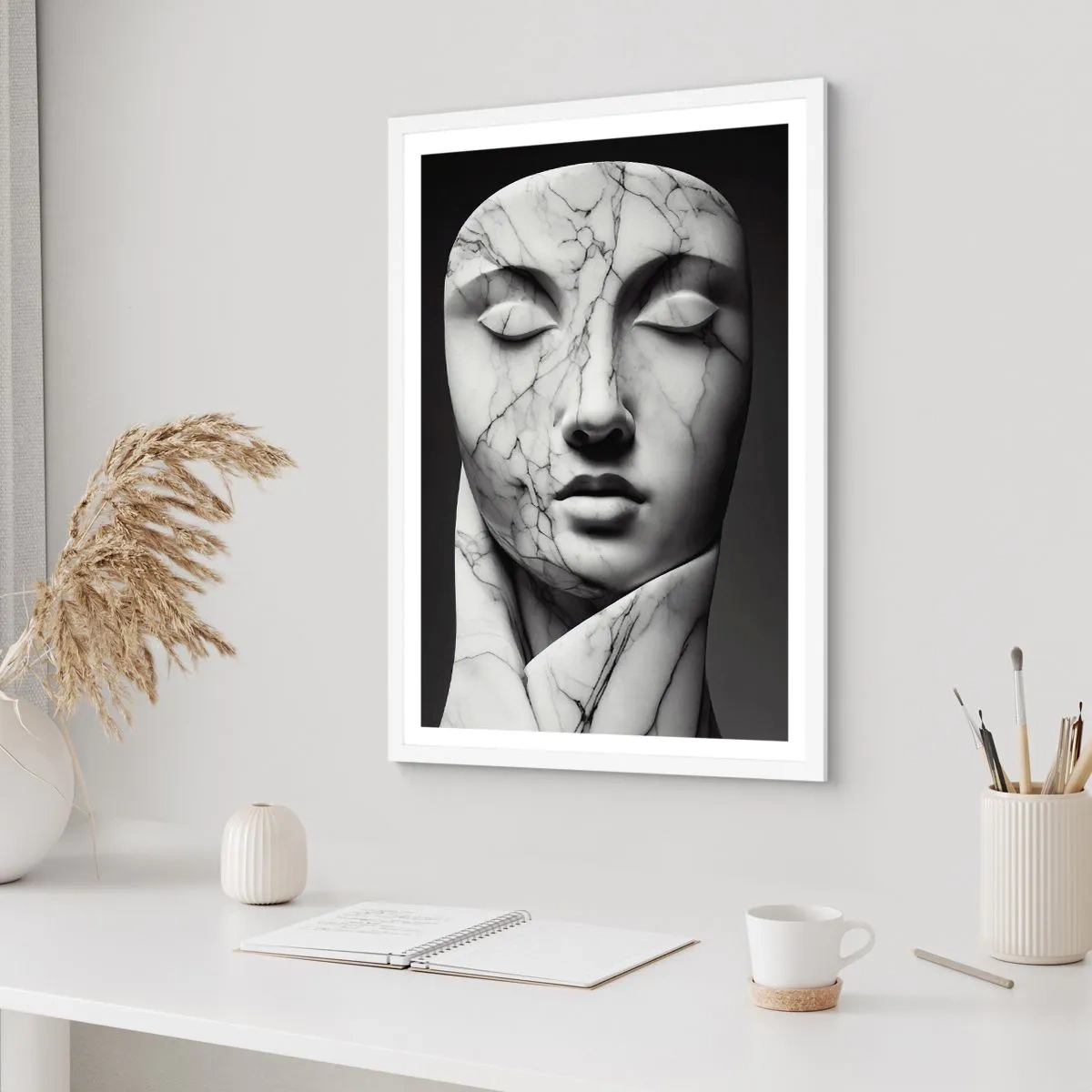 Poster in einem weißen Rahmen - Marmorformen - 30x40 cm