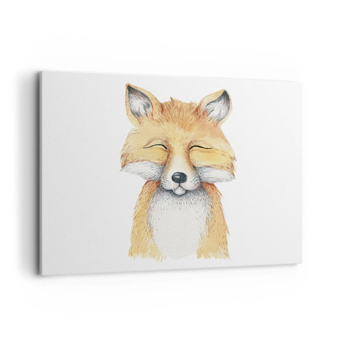 Bild auf Leinwand - Leinwandbild - Ein Aquarellfuchs mit einem Lächeln im minimalistischen Stil - 120x80cm - Fuchsstimmungen - Moderne Wanddekoration für Wohnzimmer und Schlafzimmer ARTTOR