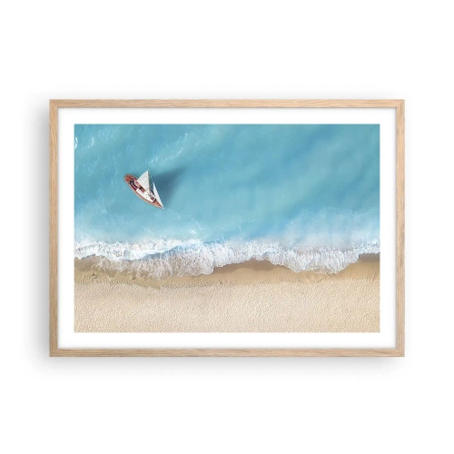 Poster in einem Rahmen aus heller Eiche - An der Grenze von Blau und Gold - 70x50 cm