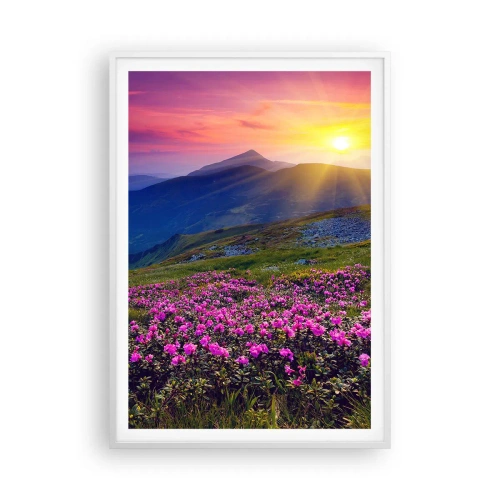 Poster in einem weißen Rahmen - … Und drumherum duftet es nach Latschenkiefer und dem Duft von Kräutern - 70x100 cm