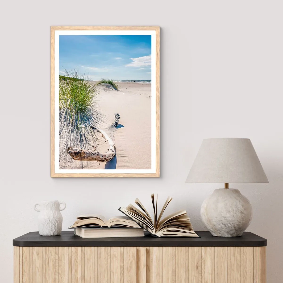 Poster in einem Rahmen aus heller Eiche - Der schönste Strand? Ostsee-Strand - 40x50 cm