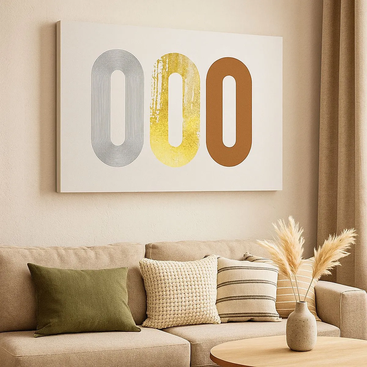 Bild auf Leinwand - Leinwandbild - Abstraktes Motiv aus drei geometrischen Formen - 70x50cm - Oooh! - Moderne Wanddekoration für Wohnzimmer und Schlafzimmer ARTTOR