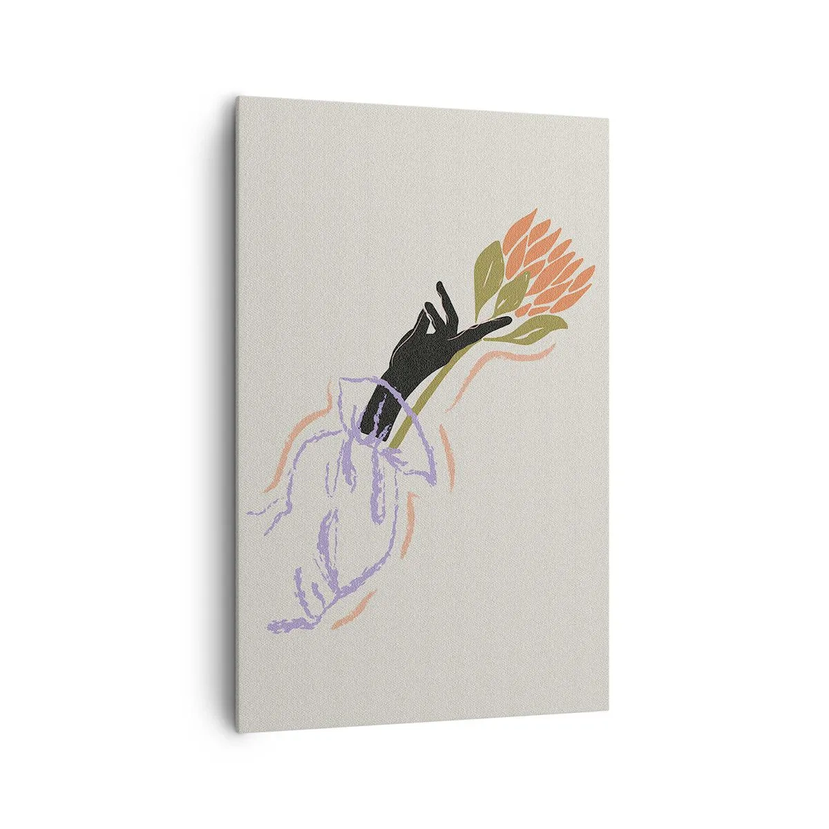 Bild auf Leinwand - Leinwandbild - Ein minimalistischer Blumenstrauß im zarten Stil - 80x120cm - Schwesterliche Berührung - Moderne Wanddekoration für Wohnzimmer und Schlafzimmer ARTTOR