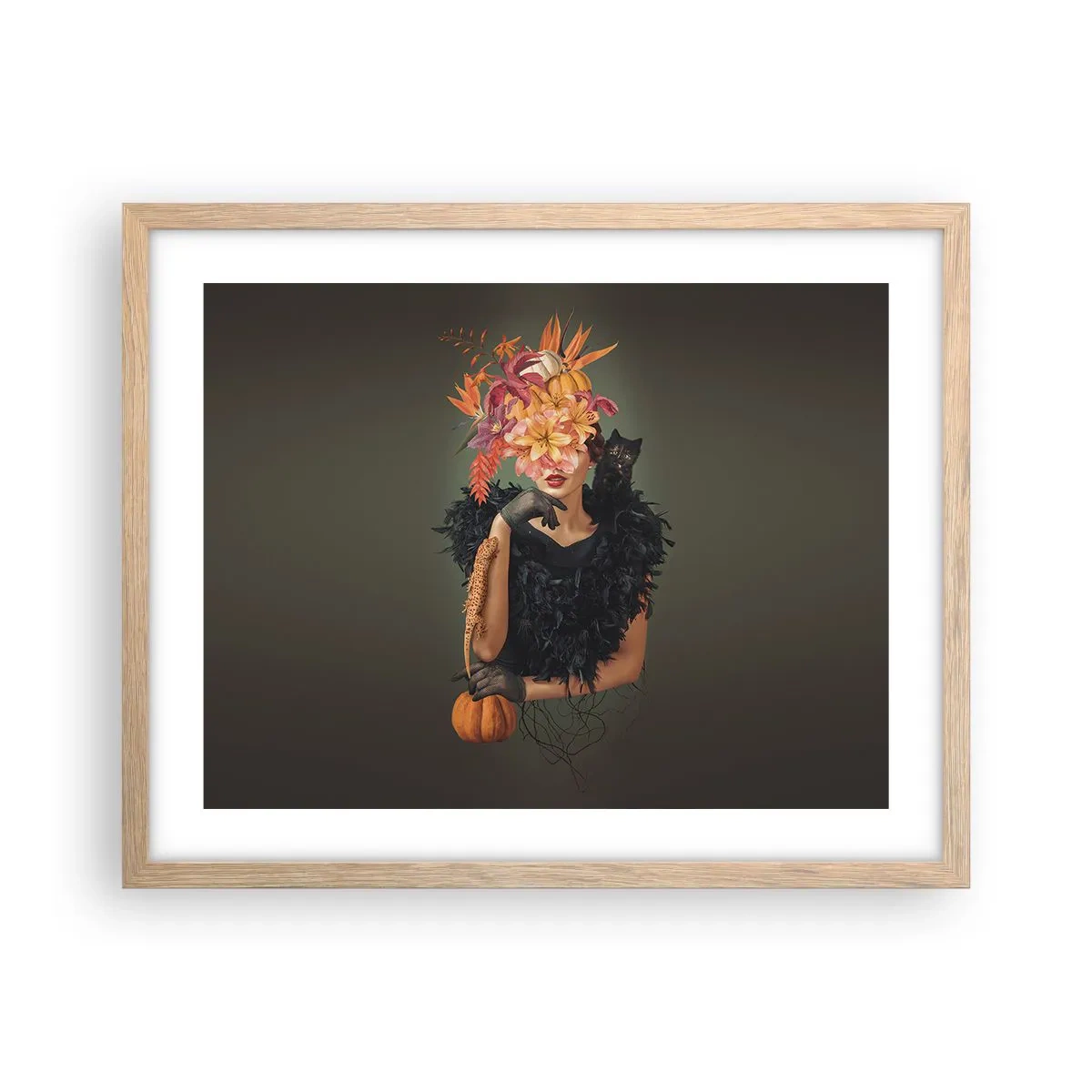 Poster in einem Rahmen aus heller Eiche - Der Zauber einer Hexe - 50x40 cm