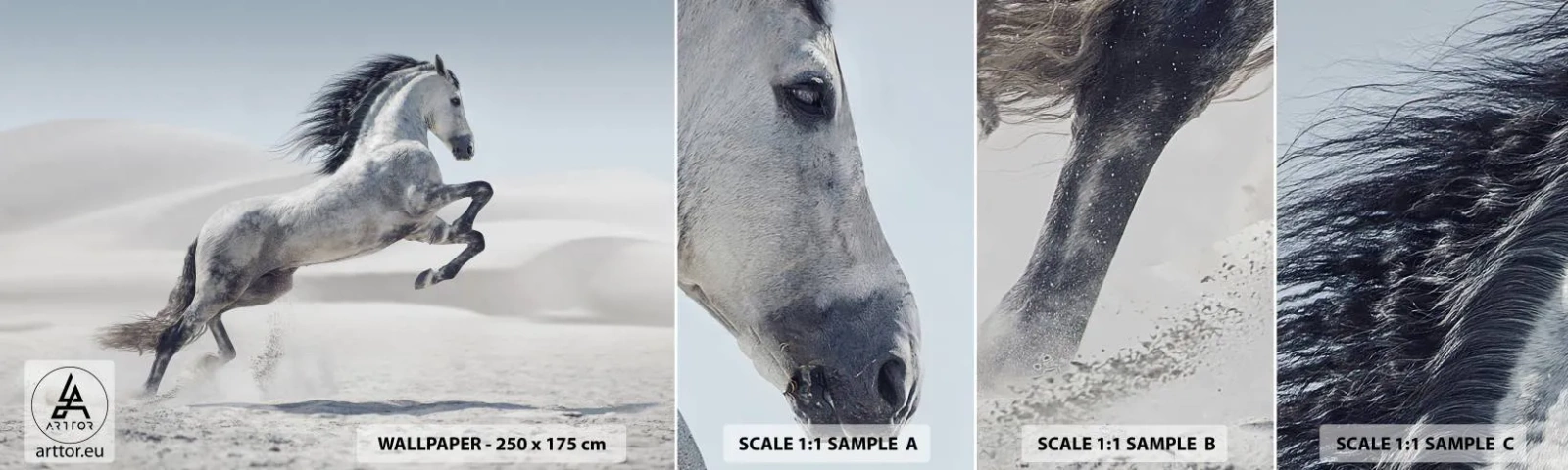 Fototapetenmuster Standard Eco - Arabischer Prinz - Tiere, Pferd, Pferd im Galopp - 100x30 cm