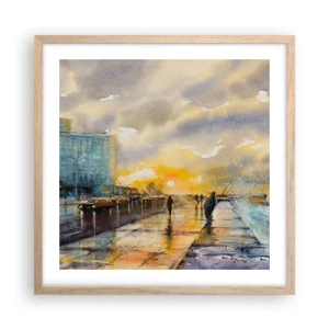 Poster in einem Rahmen aus heller Eiche - Leben am Ufer - 50x50 cm