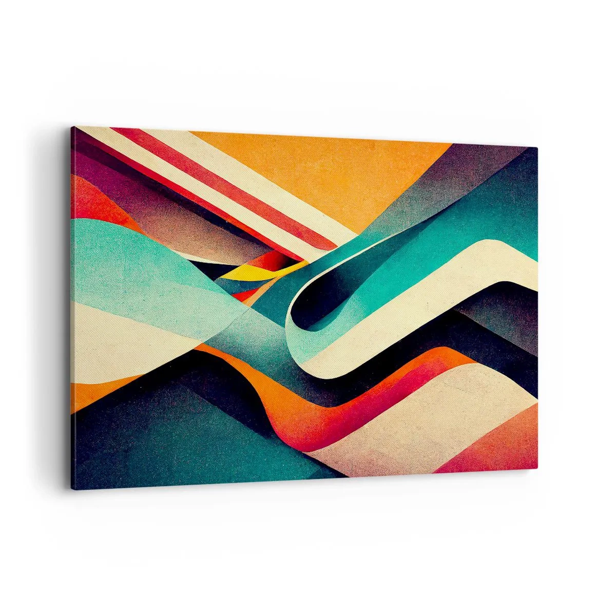 Bild auf Leinwand - Leinwandbild - Bunte abstrakte Wellen in einer dynamischen Komposition - 120x80cm - Intensive Komposition - Moderne Wanddekoration für Wohnzimmer und Schlafzimmer ARTTOR