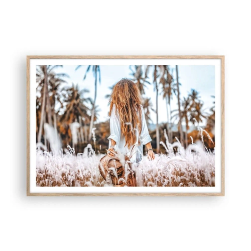 Poster in einem Rahmen aus heller Eiche - Geboren aus Grasflaum - 100x70 cm