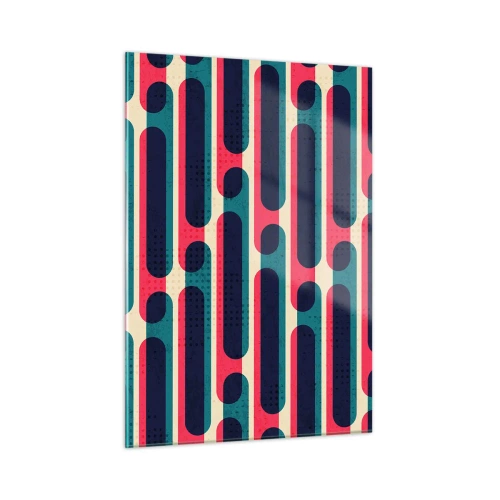 Glasbild - Bild auf glas - Abstrakte Retro-Linien - 50x70cm - In die Tiefe und vorwärts - Moderne Wanddekoration für Wohnzimmer und Schlafzimmer ARTTOR