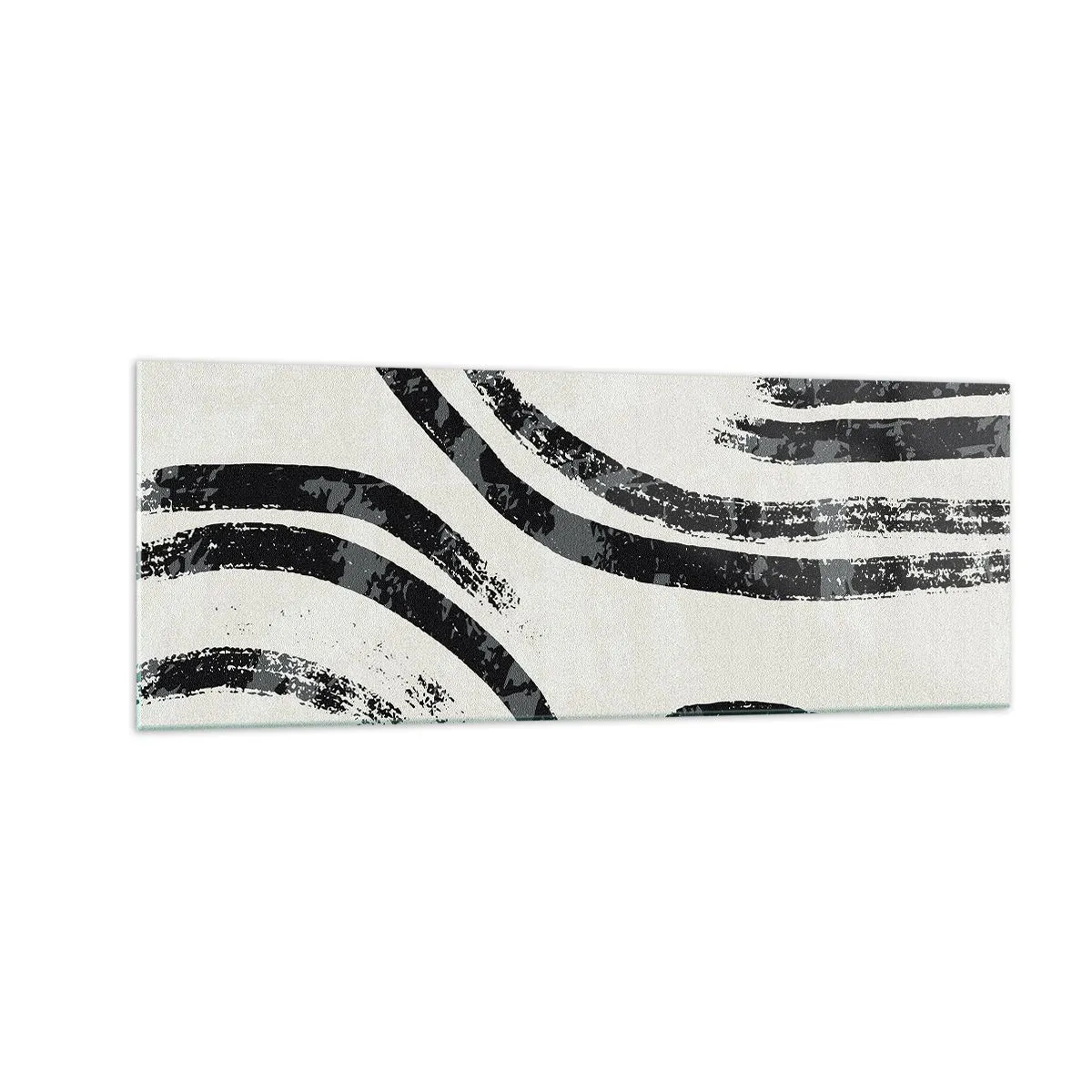 Glasbild - Bild auf glas - Schwarz-weiße abstrakte Linien auf hellem Hintergrund - 140x50cm - Bei Hälfte angehalten - Moderne Wanddekoration für Wohnzimmer und Schlafzimmer ARTTOR