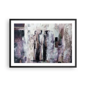 Poster in einem schwarzem Rahmen - Eine abstrakte Komposition mit drei Figuren in Pastellfarben. - 70x50cm - Die geheimnisvolle Drei - Moderne Wanddekoration für Wohnzimmer und Schlafzimmer ARTTOR