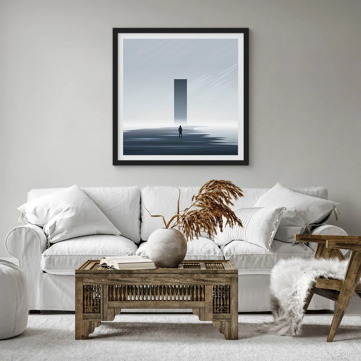 Poster in einem schwarzem Rahmen - Chance oder Bedrohung? - 30x30 cm