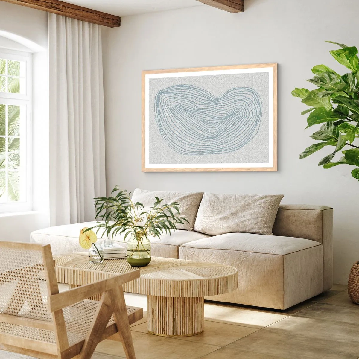 Poster in einem Rahmen aus heller Eiche - Das Lächeln der Wassertropfen - 50x40 cm