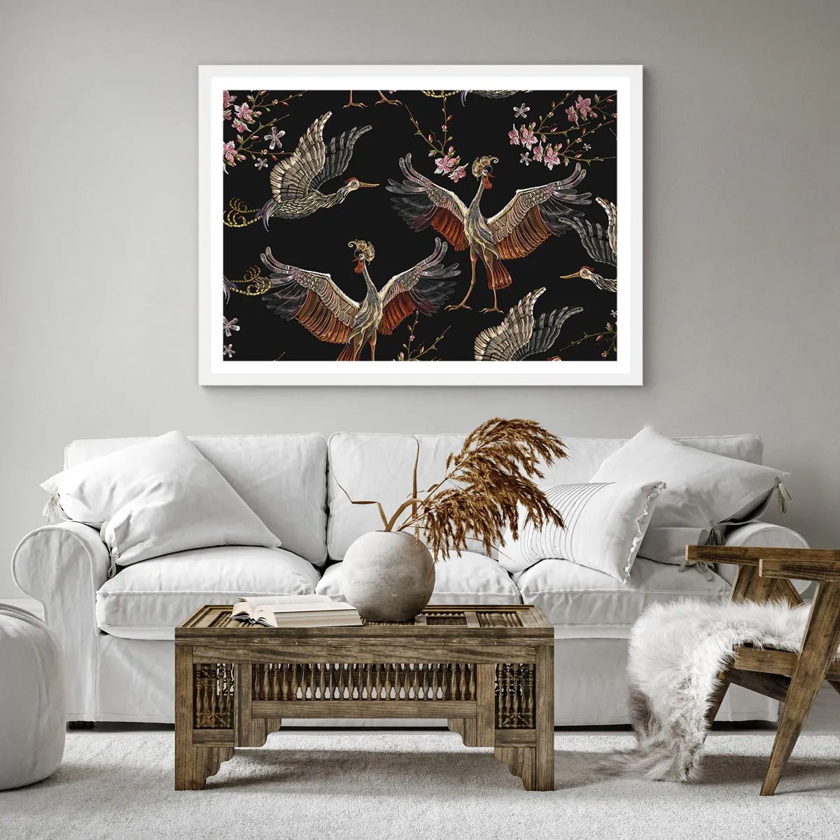 Poster in einem weißen Rahmen - Märchenvogel - 60x60 cm