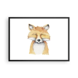 Poster in einem schwarzem Rahmen - Ein Aquarellfuchs mit einem Lächeln im minimalistischen Stil - 70x50cm - Fuchsstimmungen - Moderne Wanddekoration für Wohnzimmer und Schlafzimmer ARTTOR