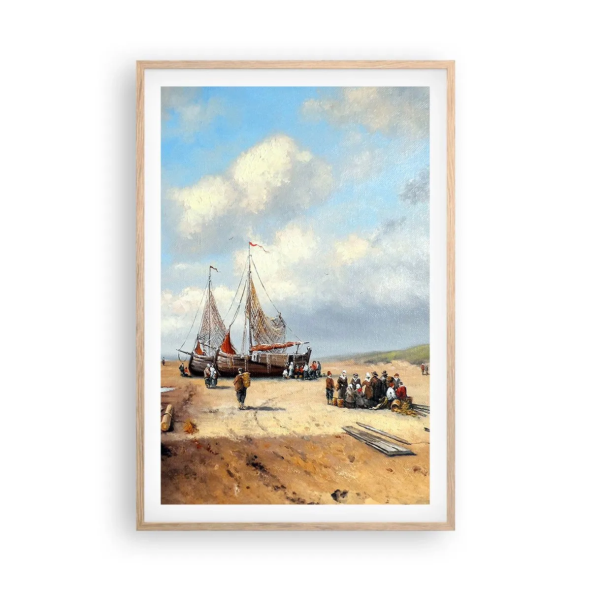 Poster in einem Rahmen aus heller Eiche - Nach einem erfolgreichen Fischfang - 61x91 cm