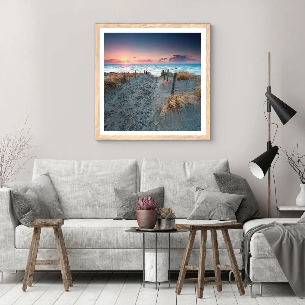 Poster in einem Rahmen aus heller Eiche - Du hast einen Regenbogen aus strahlendem Licht verschüttet ... - 50x50 cm