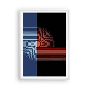 Poster in einem weißen Rahmen - In einer geometrischen Umarmung - 70x100 cm