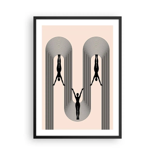 Poster in einem schwarzem Rahmen - Minimalistische Silhouetten in geometrischer Komposition - 50x70cm - Verkehrt herum - Moderne Wanddekoration für Wohnzimmer und Schlafzimmer ARTTOR