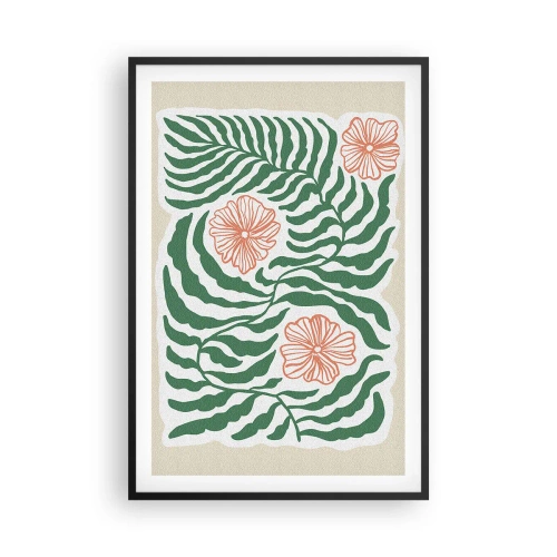 Poster in einem schwarzem Rahmen - Aufgeblüht in Grün - 61x91 cm