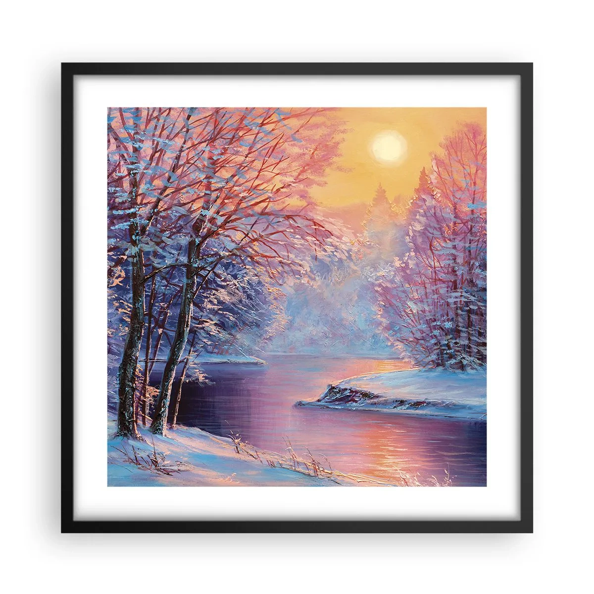 Poster in einem schwarzem Rahmen - Die Farben des Winters - 50x50 cm