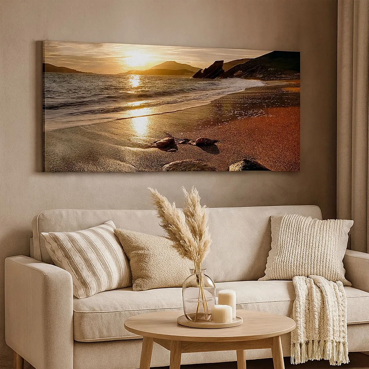 Bild auf Leinwand - Leinwandbild - Folge der Sonne zu den Hügeln - 100x40 cm
