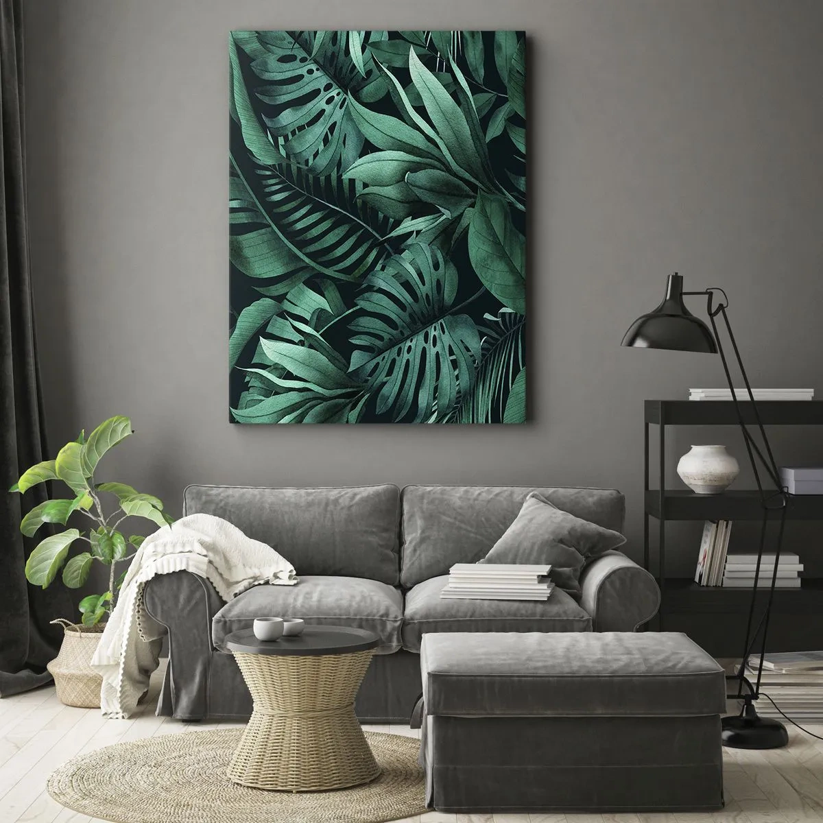 Bild auf Leinwand - Leinwandbild - Die Tiefe des tropischen Grüns - 45x80 cm