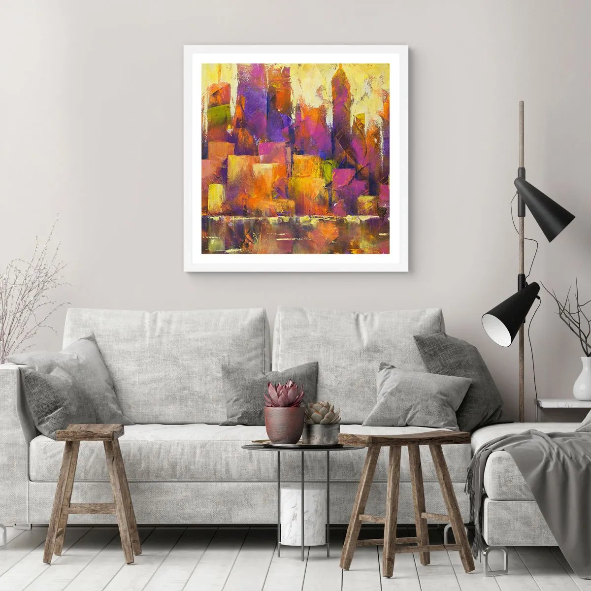 Poster in einem weißen Rahmen - Metropolitische Komposition - 50x50 cm