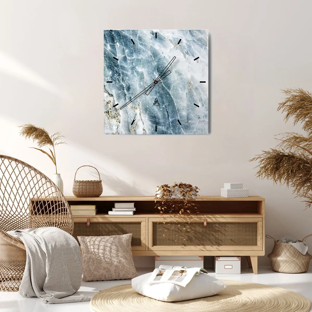 Wanduhr - Glasuhr - Eiswelt - 40x40 cm