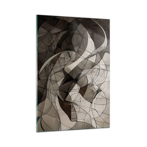 Glasbild - Bild auf glas - Eine abstrakte Komposition aus organischen Linien in Erdtönen. - 50x70cm - Zirkulation von Erdfarben - Moderne Wanddekoration für Wohnzimmer und Schlafzimmer ARTTOR