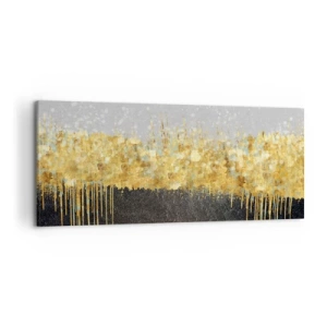 Bild auf Leinwand - Leinwandbild - Abstrakte Komposition in Gold- und Schwarztönen - 120x50cm - Nach innen und nach oben - Moderne Wanddekoration für Wohnzimmer und Schlafzimmer ARTTOR