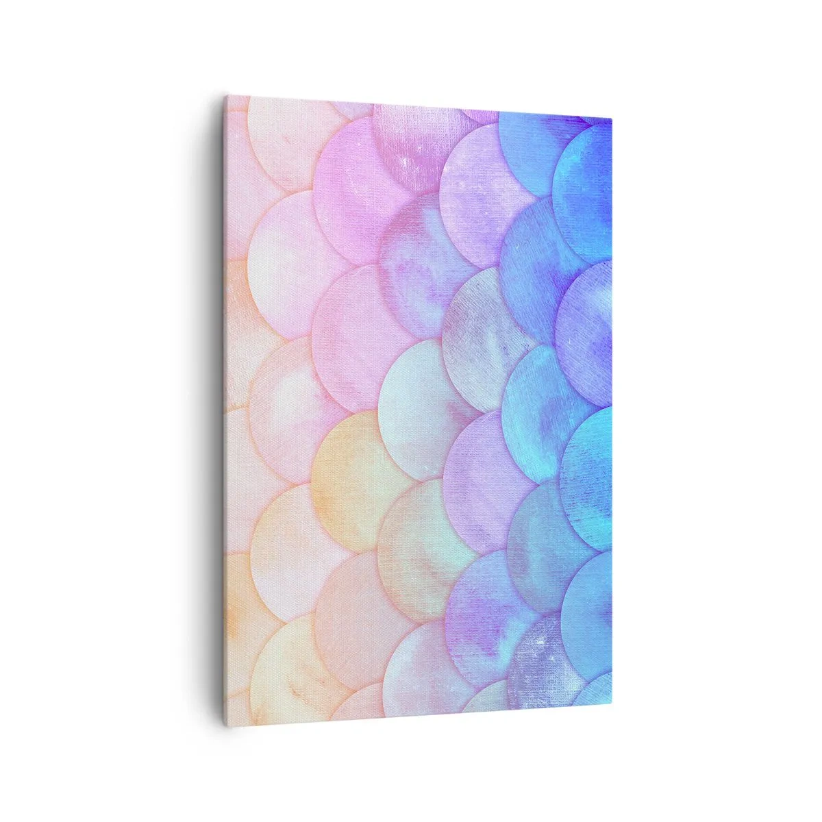 Bild auf Leinwand - Leinwandbild - Abstrakte Schuppen in Pastelltönen - 70x100cm - Perlenschuppe - Moderne Wanddekoration für Wohnzimmer und Schlafzimmer ARTTOR