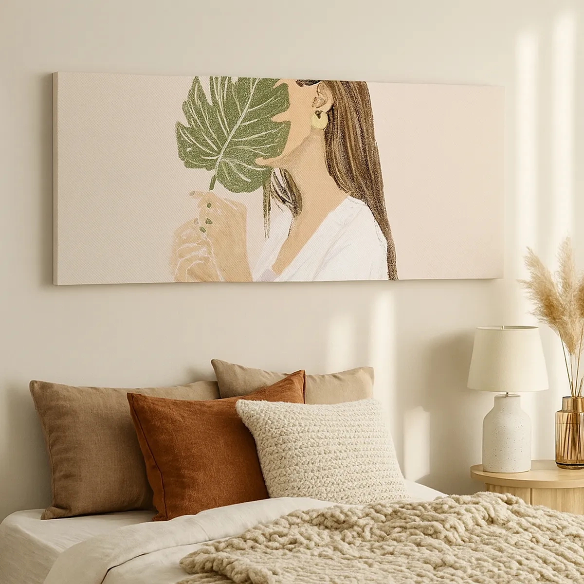 Bild auf Leinwand - Leinwandbild - Geheimnisvolles Porträt mit Fächer - 30x30 cm