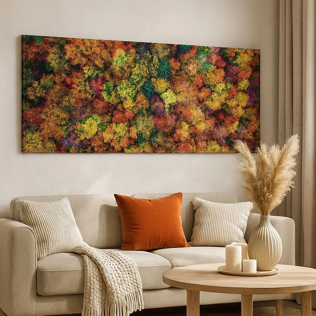 Bild auf Leinwand - Leinwandbild - Blumenstrauß aus Herbstbäumen - 100x40 cm