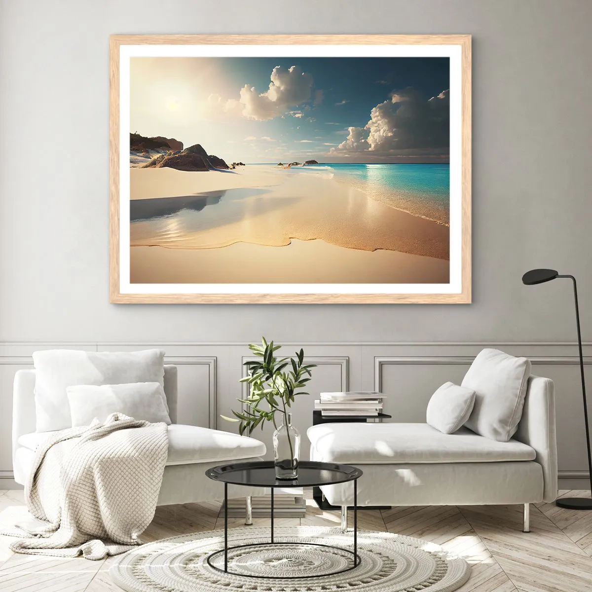 Poster in einem Rahmen aus heller Eiche - Erträumter Tag - 70x50 cm