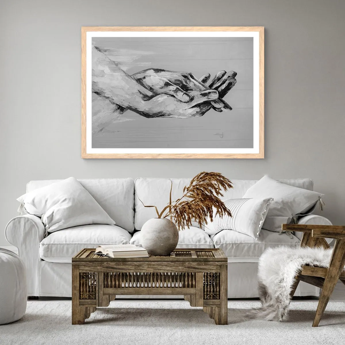 Poster in einem Rahmen aus heller Eiche - Anfang… - 100x70 cm