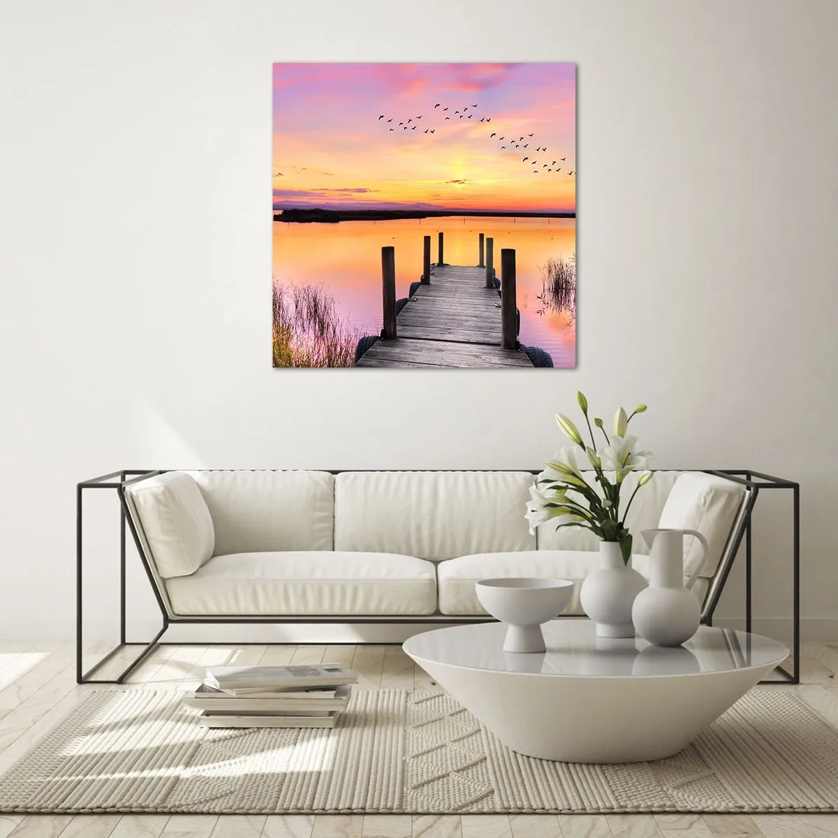 Glasbild - Bild auf glas - Violette stille Morgendämmerung - 70x70 cm