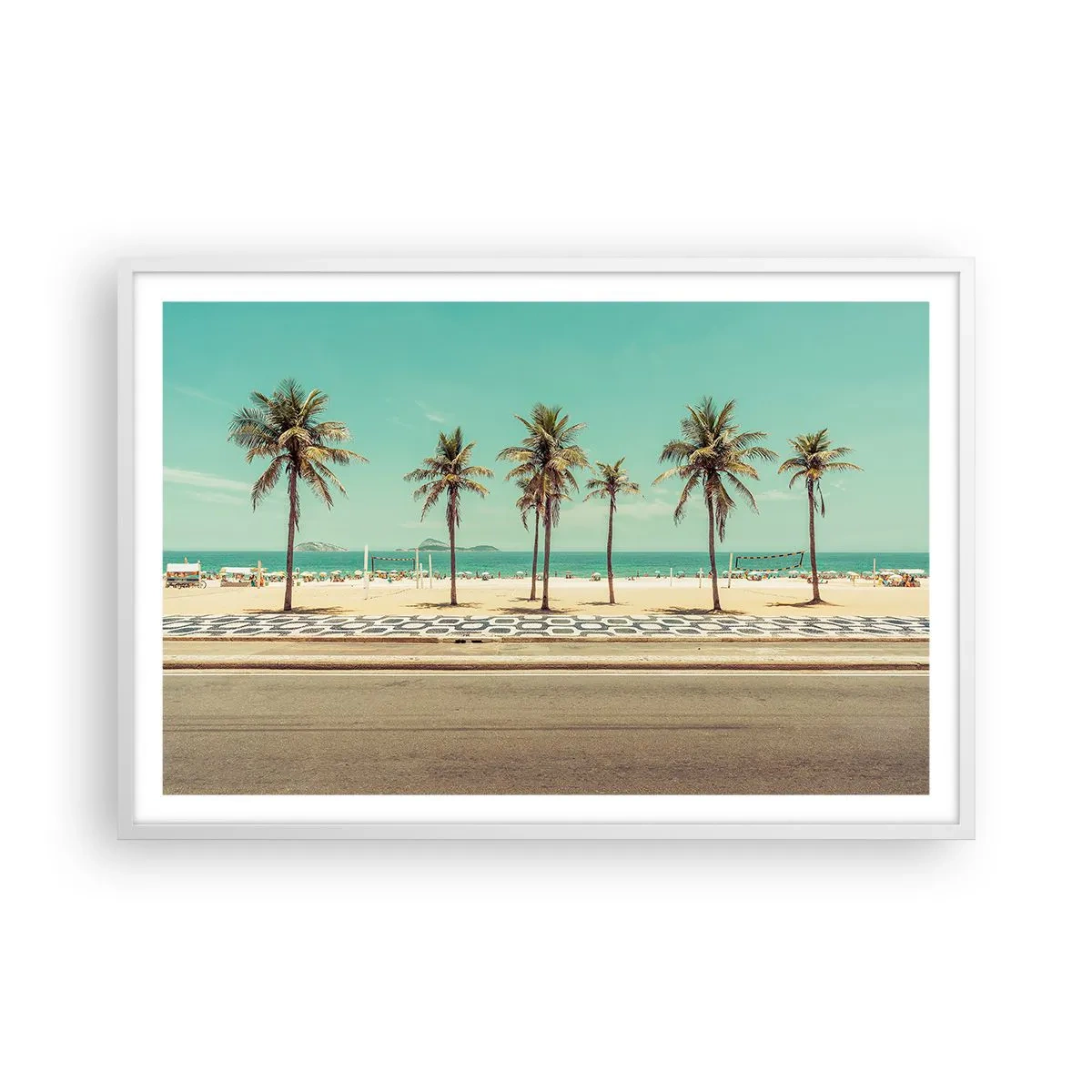 Poster in einem weißen Rahmen - Beim Bewachen des Strandes - 91x61 cm