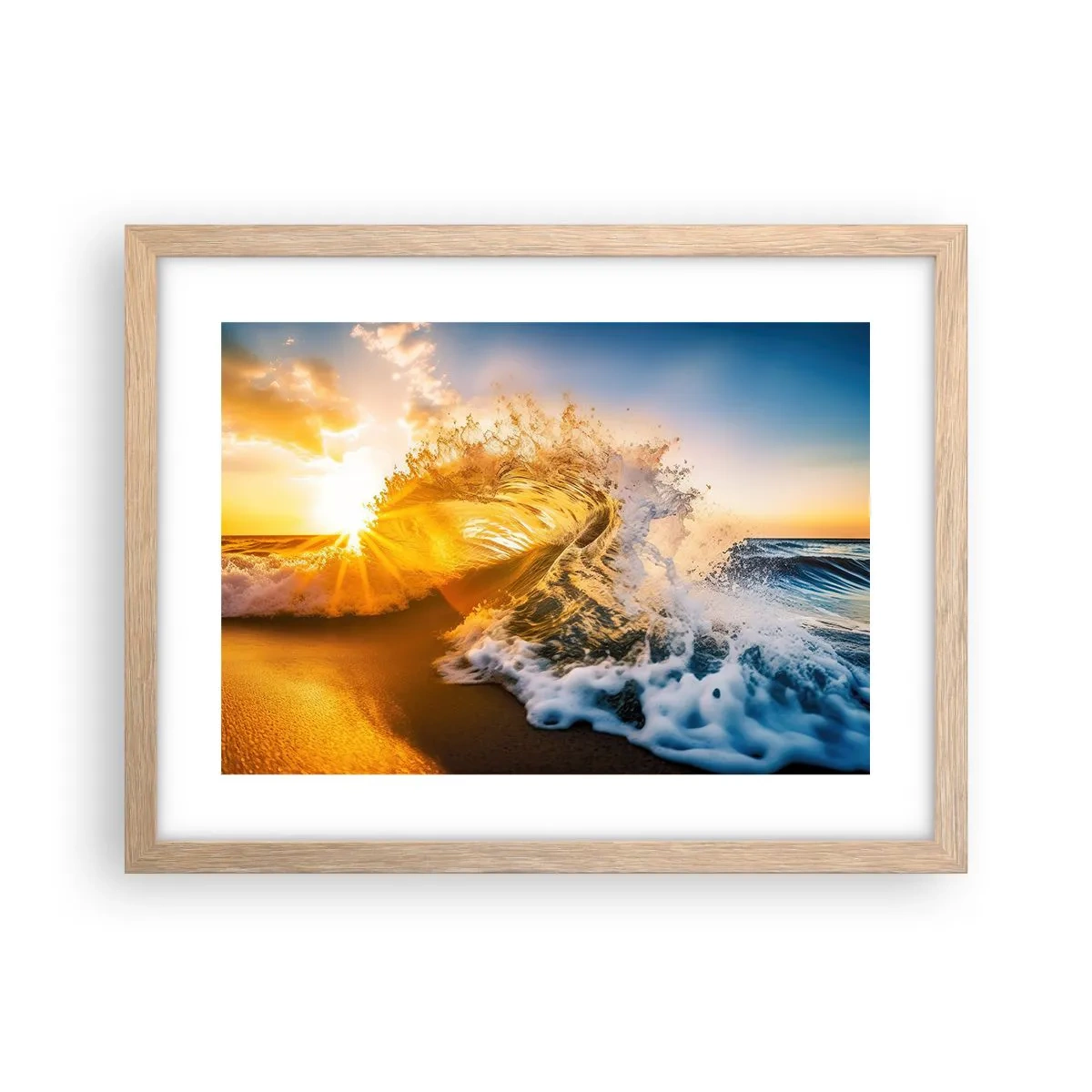 Poster in einem Rahmen aus heller Eiche - Spaß im Sand - 40x30 cm