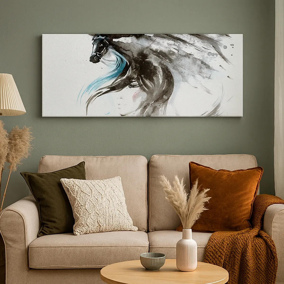 Bild auf Leinwand - Leinwandbild - Schwarzer Prinz Galopp - 30x30 cm