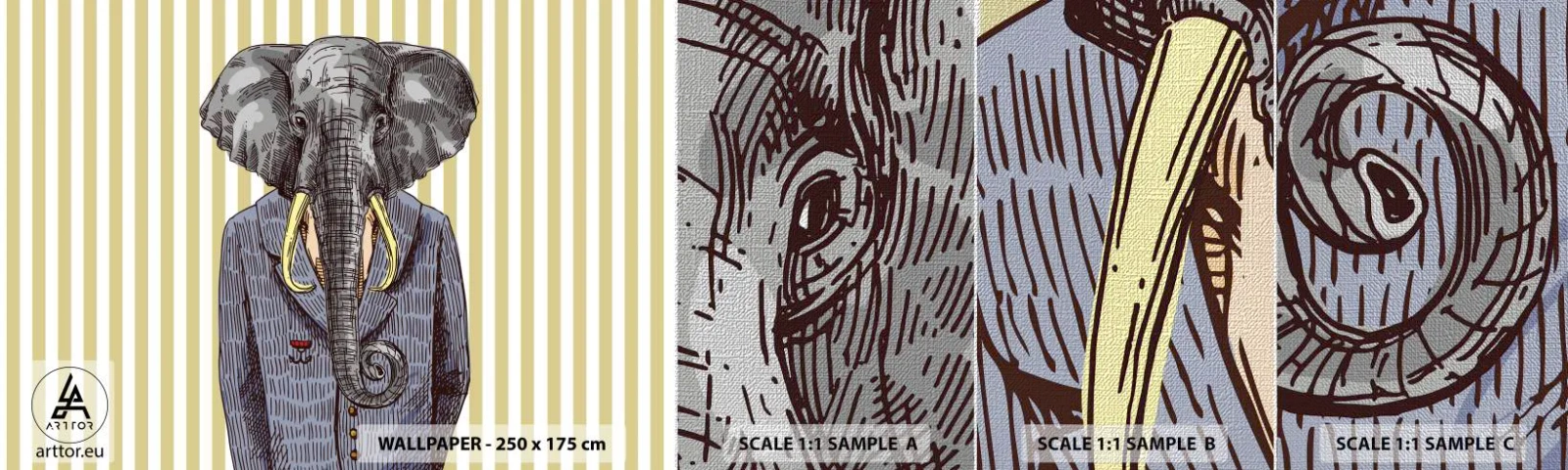 Fototapeten Muster Premium Canvas - Von Natur aus elegant - Abstraktion, Elefant, Porträt - 100x30 cm