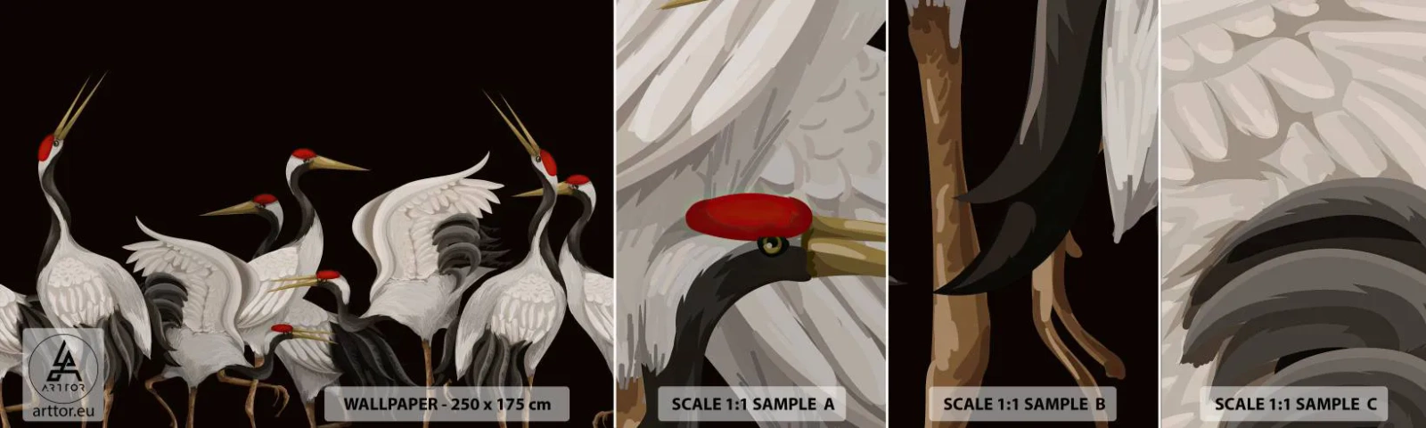 Fototapeten Muster Selbstklebend Deluxe Sticker - Vogelsachen - Kräne, Vögel, Stück - 100x30 cm