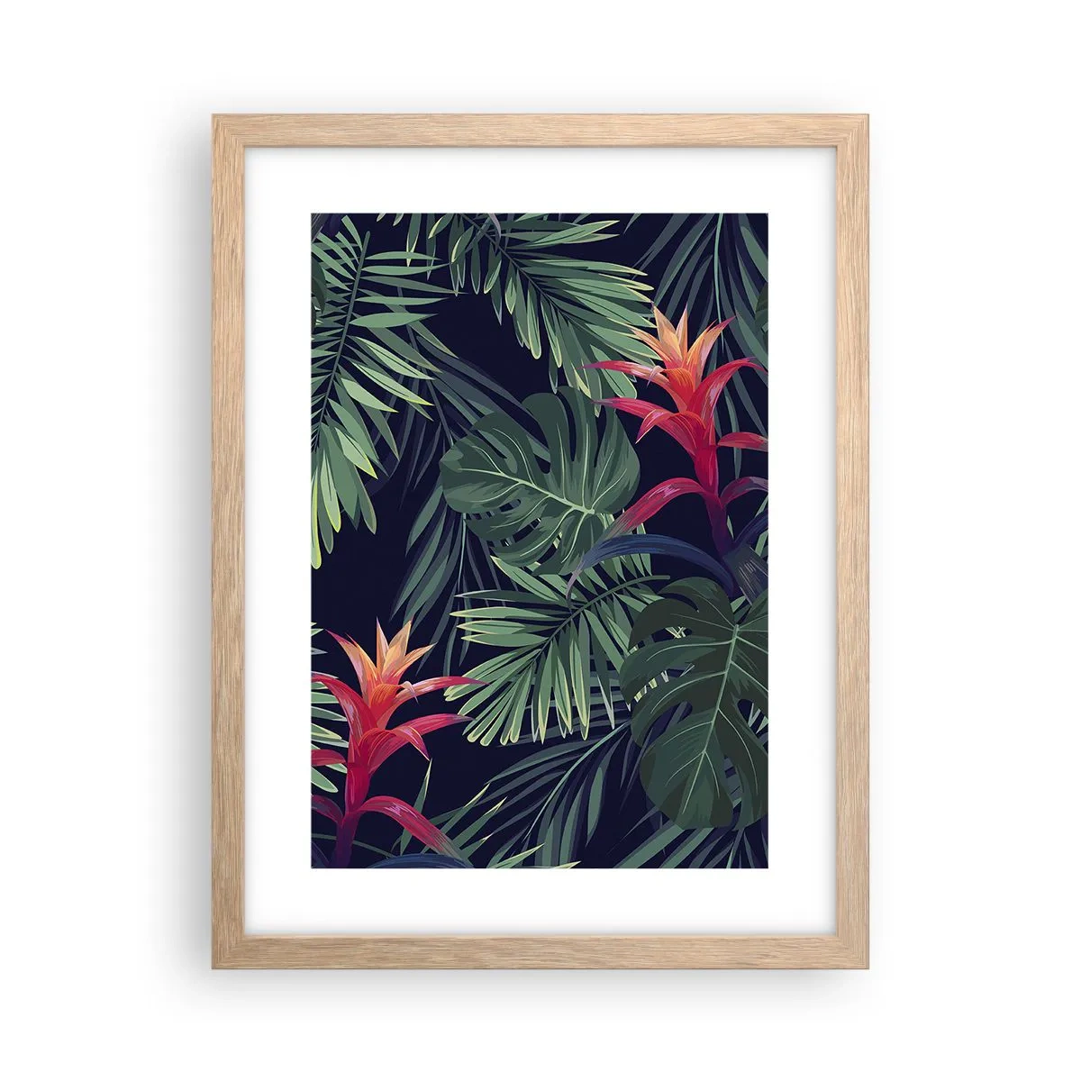 Poster in einem Rahmen aus heller Eiche - Im Grünen in Flammen gehen - 30x40 cm